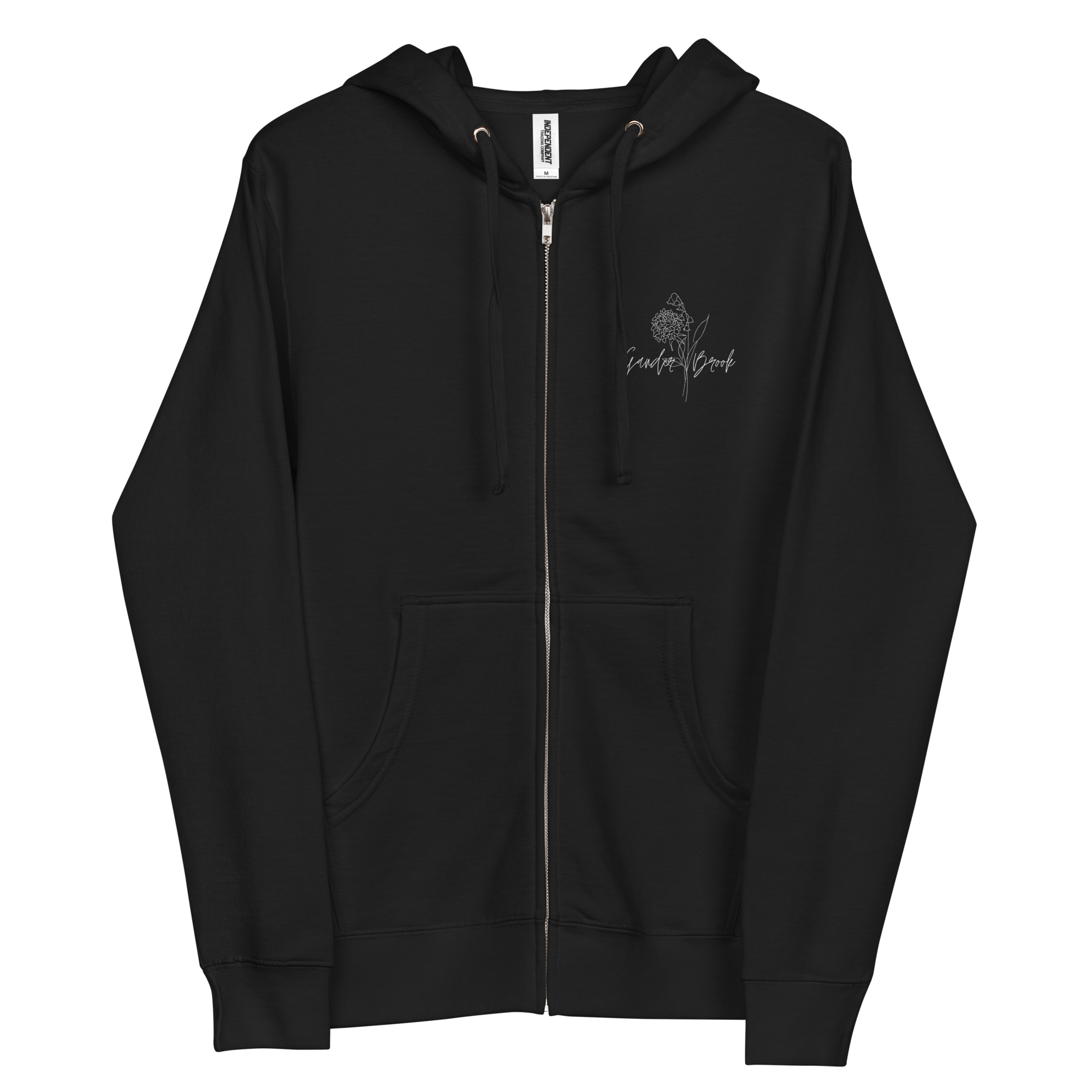 Floral GB embroidered fleece zip up hoodie - Image 2