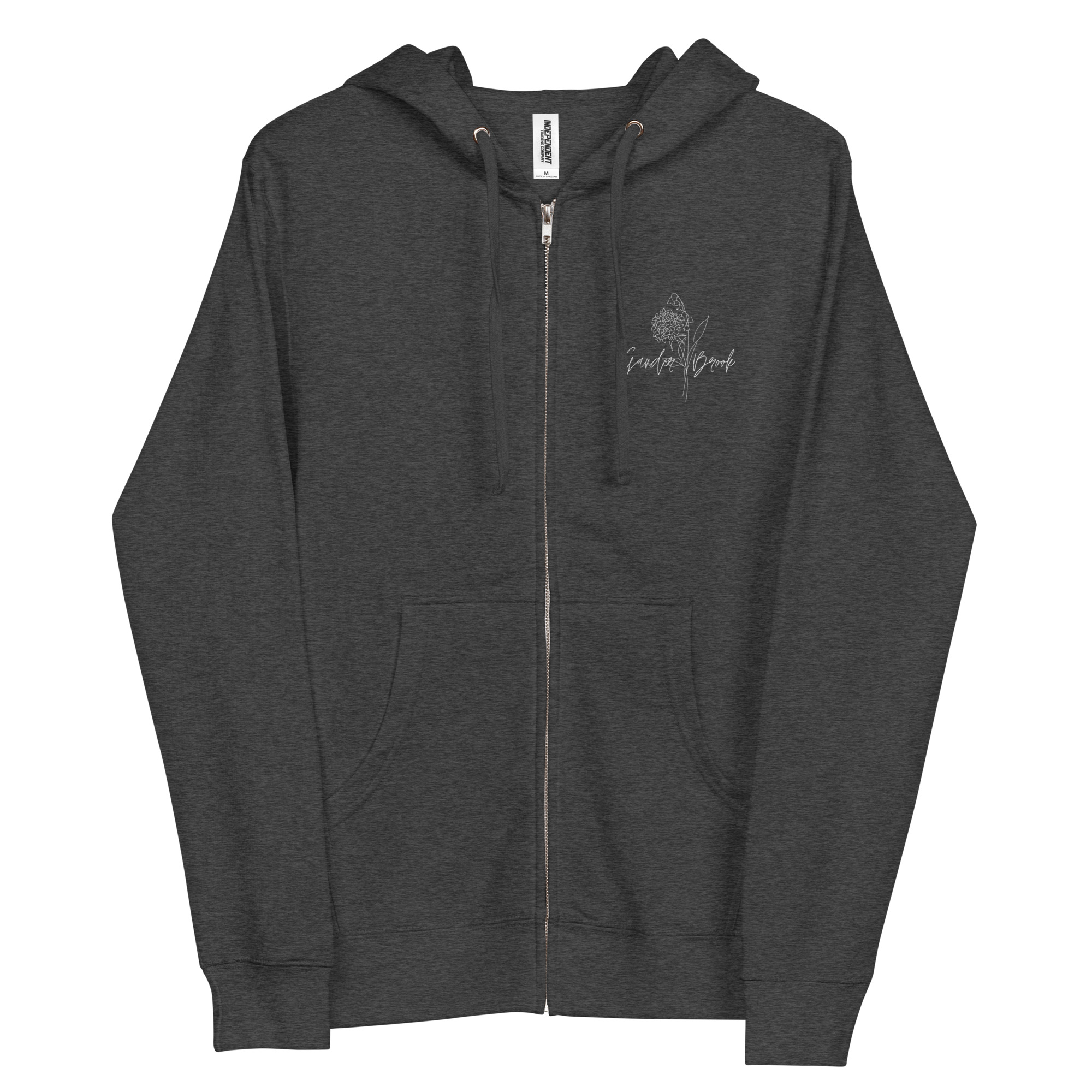 Floral GB embroidered fleece zip up hoodie - Image 6