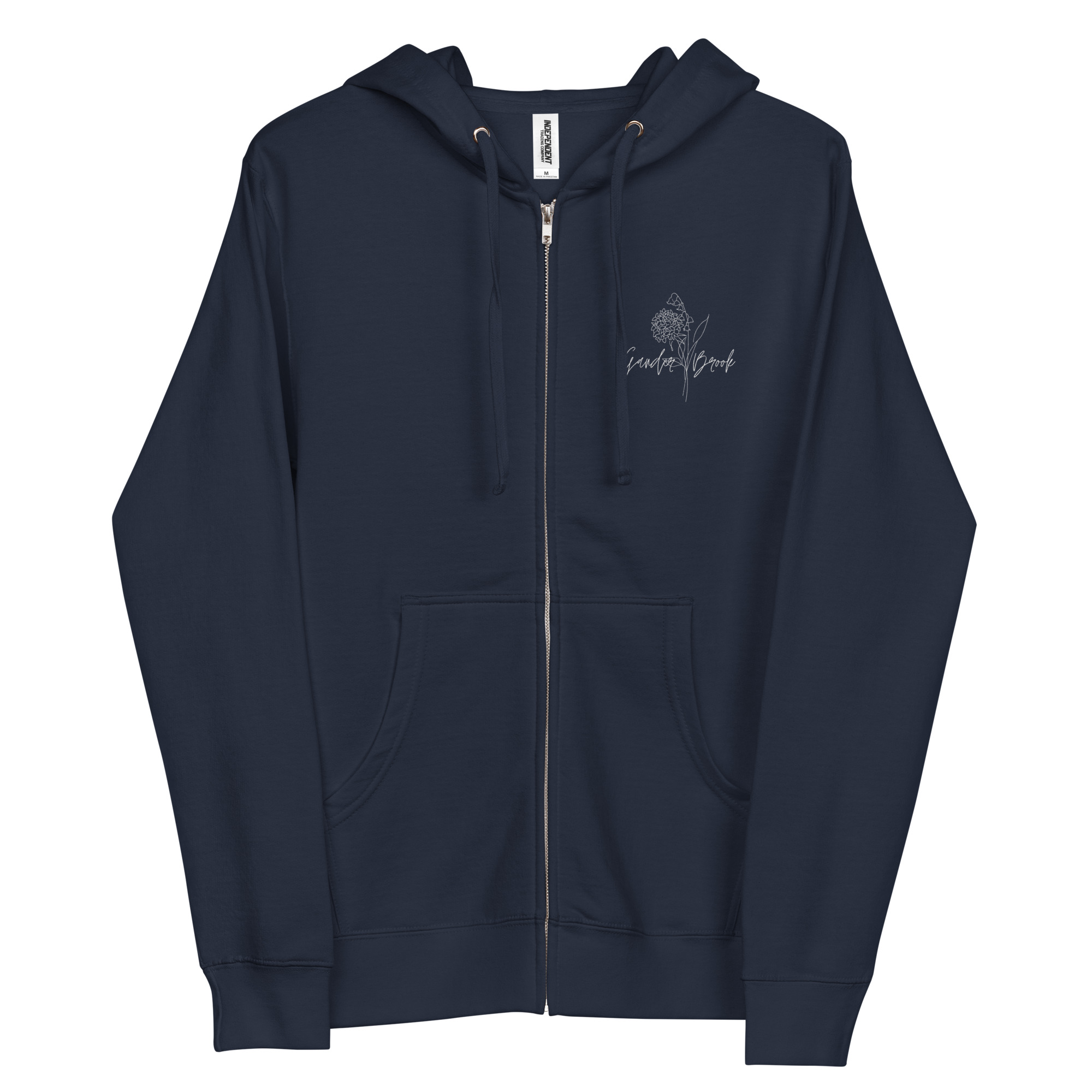 Floral GB embroidered fleece zip up hoodie - Image 4