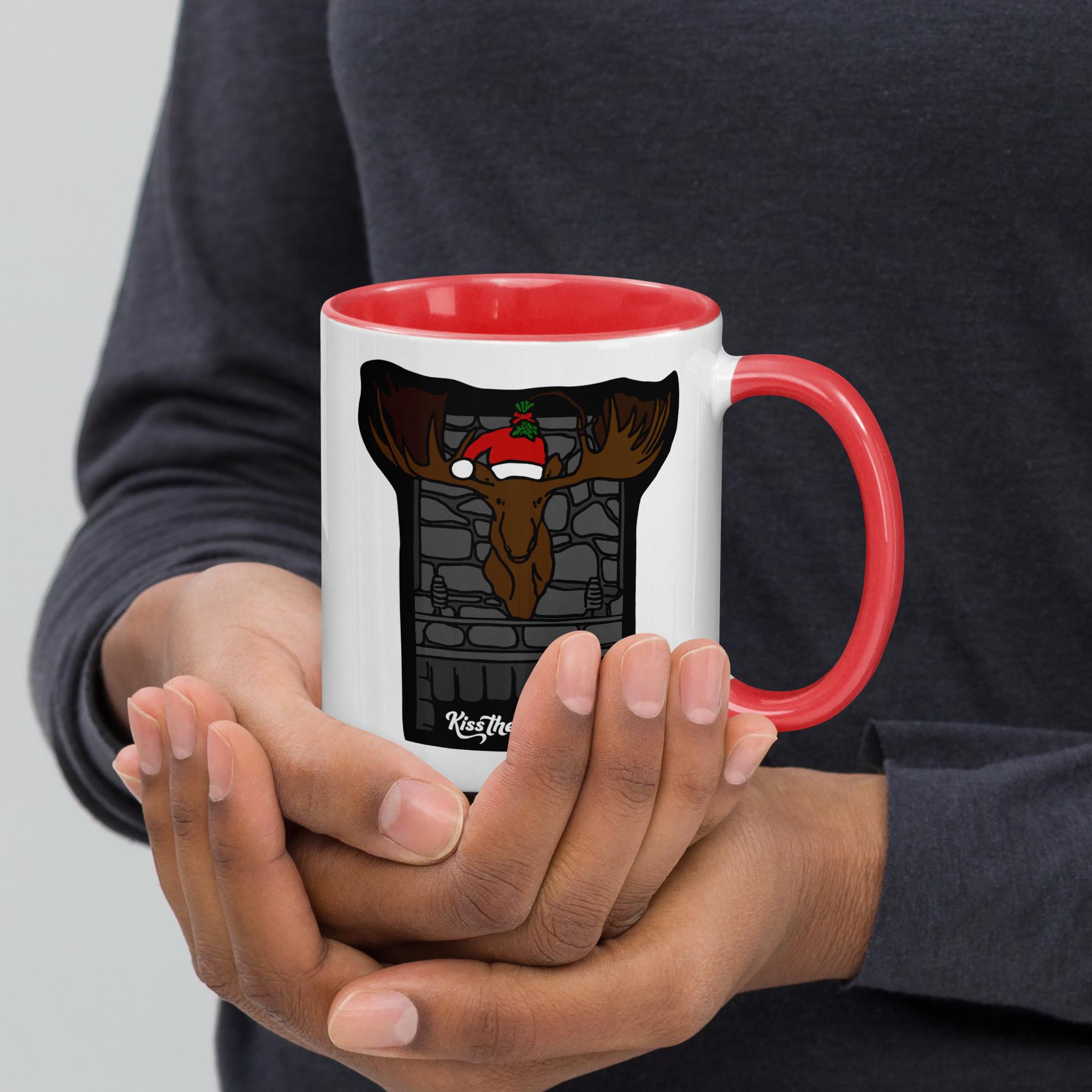 GB Kiss The Moose Christmas Mug with Color Inside - Image 2
